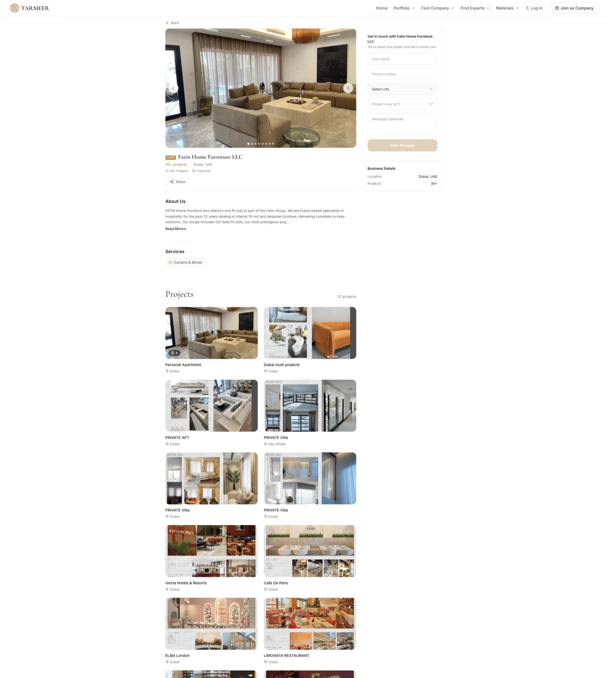 Tarmeer 公司展厅主页 Fatin Home Furniture
