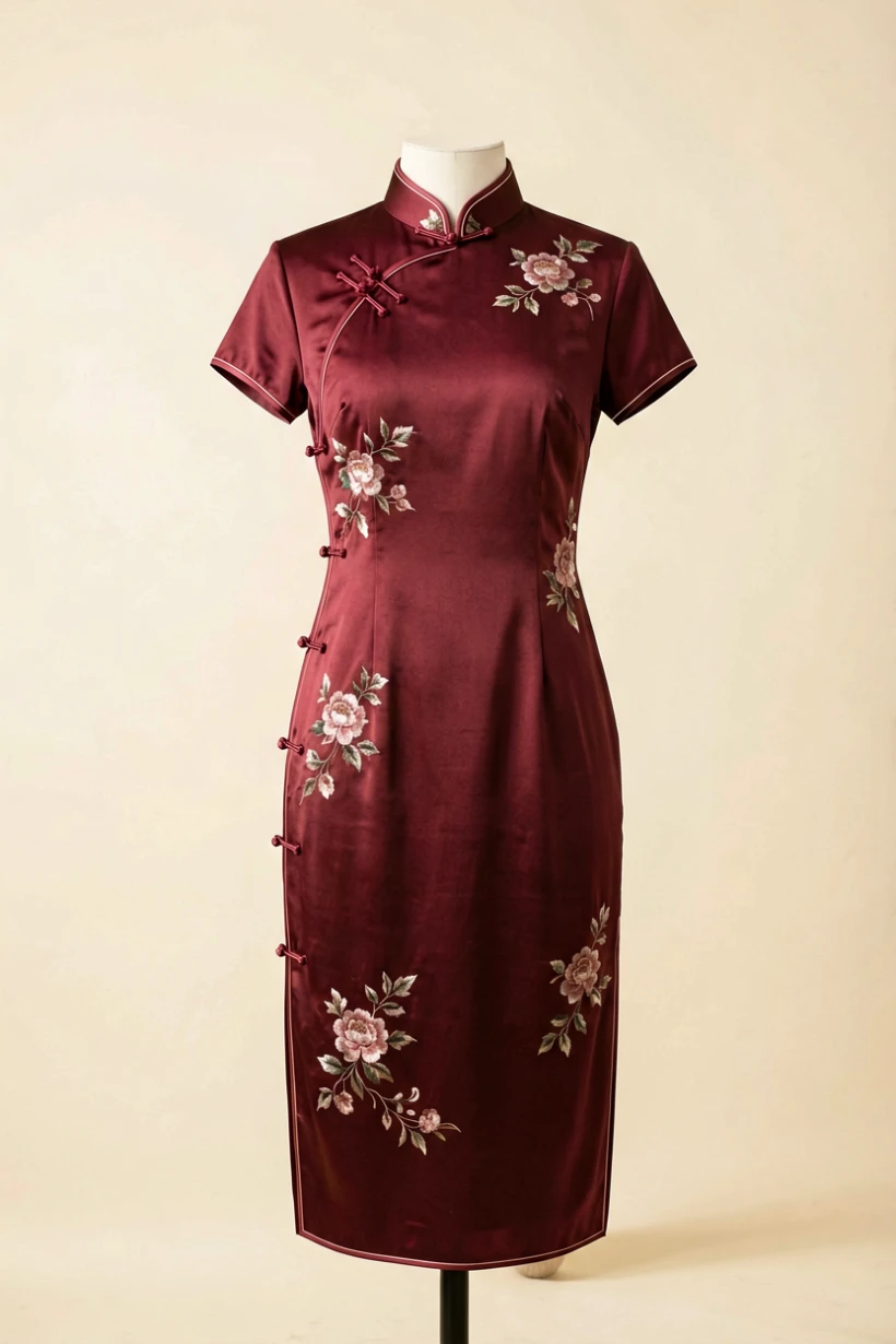 Crimson Silk Qipao